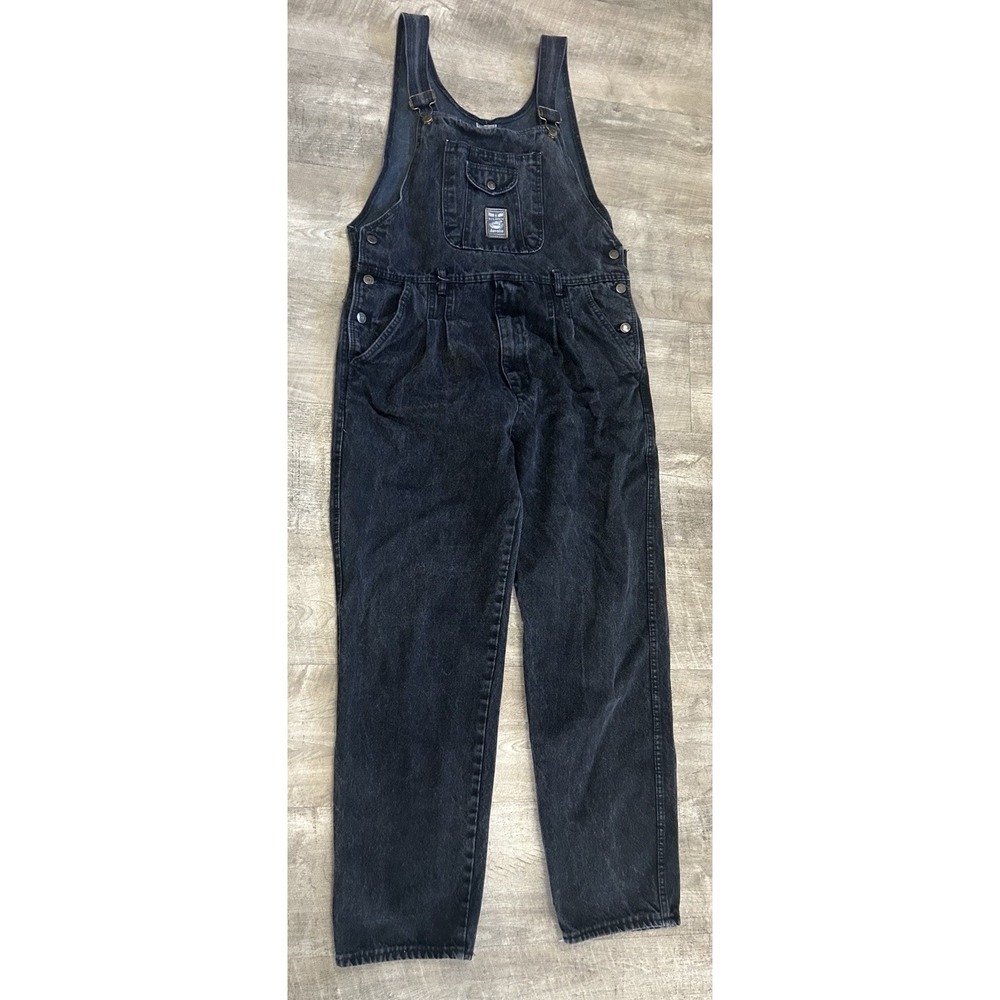 Javolis Overalls Mens‎ Large US Army Bib Denim Urban 90s Dark Black Acid Wash